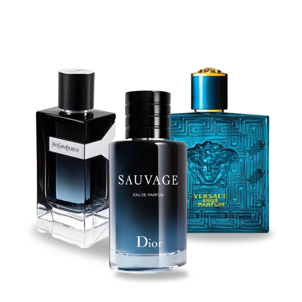 Dior SAUVAGE, Yves Saint Laurent Y MEN y Versace EROS